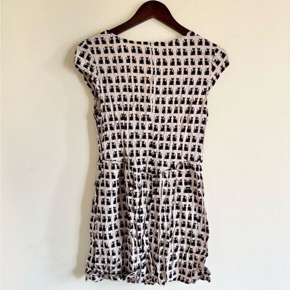 Art nouveau cat print mini dress mod us 8 - Picture 1 of 4